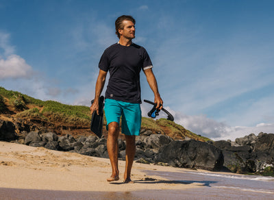 The Spartan Board Shorts -  11" Inseam - Almost Black + Makena Blue