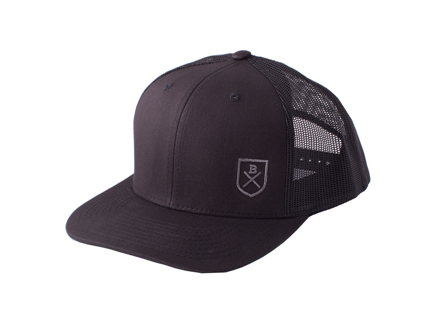 Bluesmiths Classic Trucker Cap - Black with Grey Shield Logo
