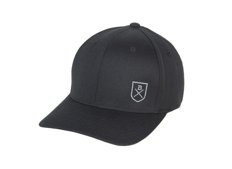 Embroidered Shield Classic Cap in Black (Grey Logo) - The World's Finest Waterwear | BLUESMITHS
